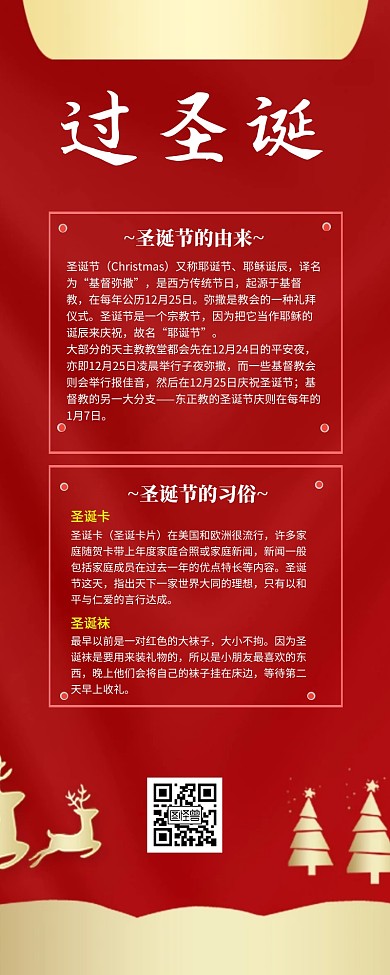 圣诞节节日宣传科普红包公众号文章营销长图