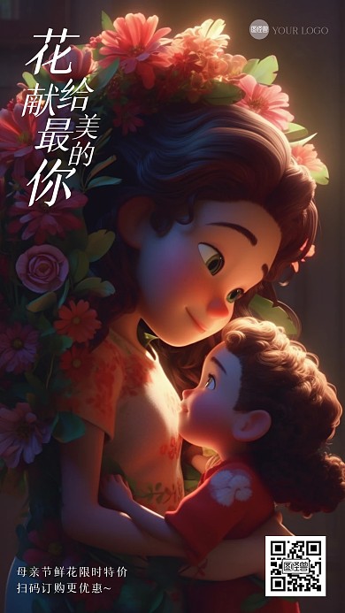母亲节花店借势促销手机海报
