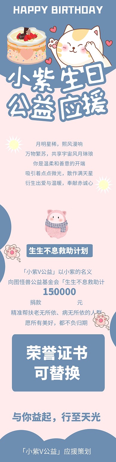 简约风格明星生日公益应援宣传文章长图