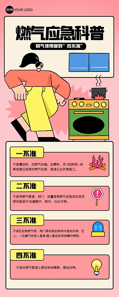 趣味燃气安全科普营销长图