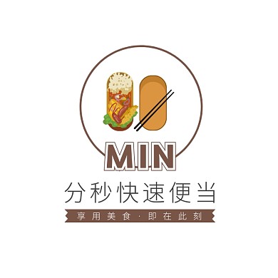 褐色饭盒卡通插画便当美食快餐logo