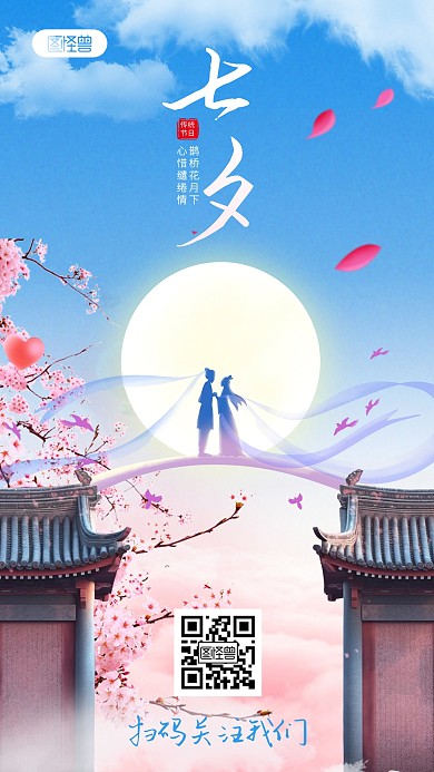 七夕相亲活动宣传手机海报