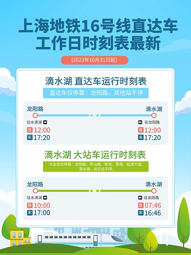 上海地铁16号线直达车时刻表小红书封面