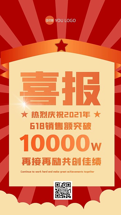复古创意大字报风格618战报喜报手机海报