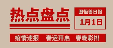 热点盘点简约红色公众号封面