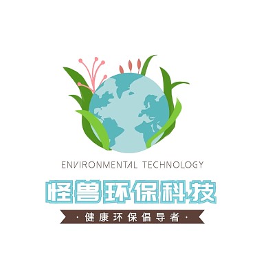 蓝色地球卡通插画健康科技头像logo