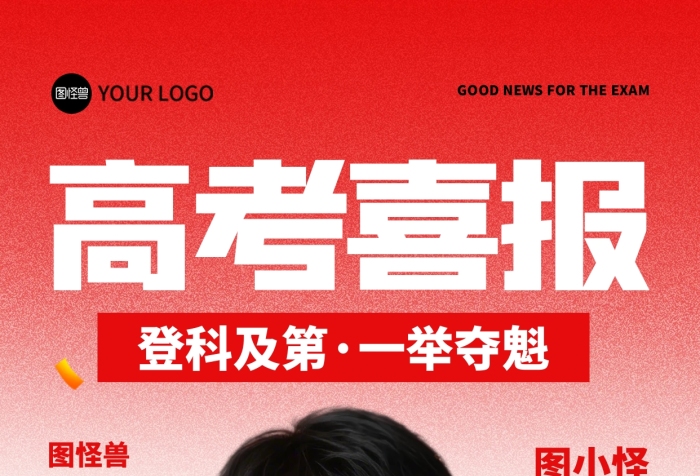 2025红色高考人物喜报全屏海报