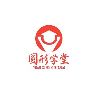 圆形学堂学士帽红色简约LOGO