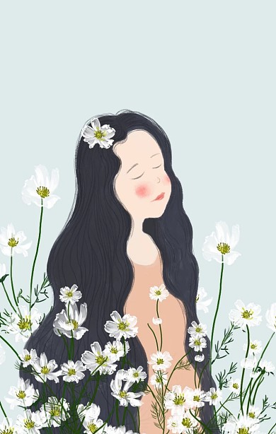图怪兽原创元素梦幻花卉女孩小清新背景