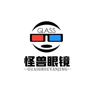 眼镜人形几何红蓝简约LOGO