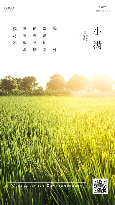 摄影风清新小满节气地产手机海报