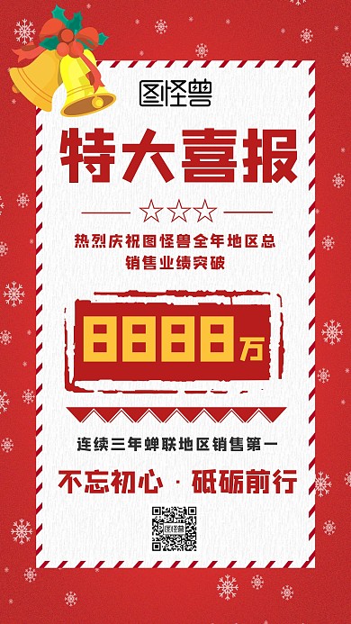 企业年度销售战报捷报红色手机海报