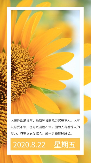 你好早安清晨黄色简约风宣传日签