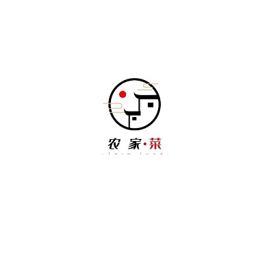 红色现代风格农家菜饿了么logo设计