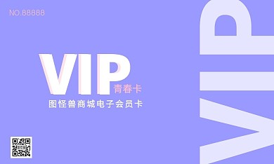 2020青春小清新紫色俏皮商城电子会员卡