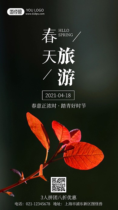 春天旅游踏青摄影风手机海报