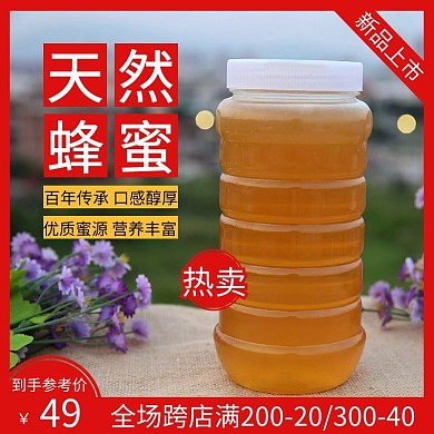 大气红色天然蜂蜜直通车主图