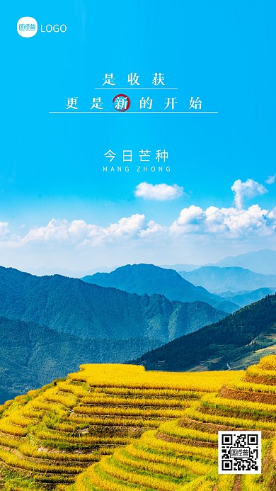 简约大气芒种节气祝福问候摄影图海报