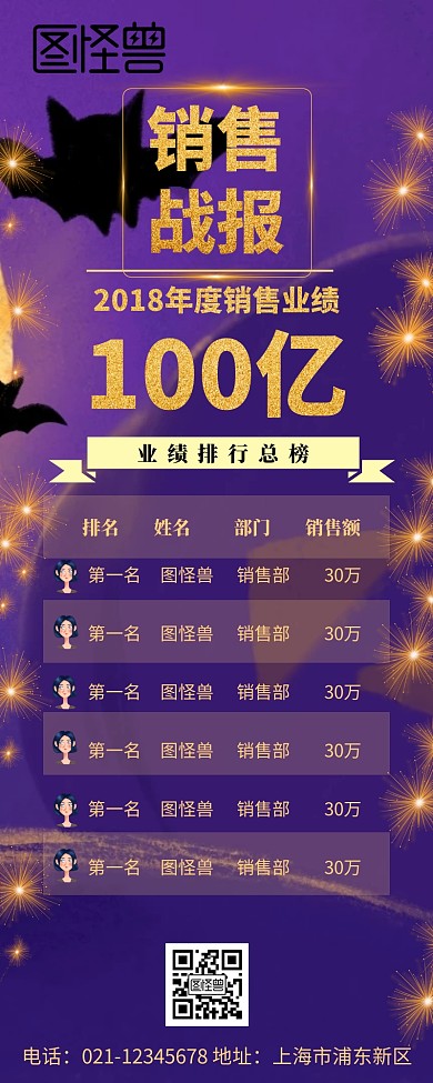 企业公司业绩排行榜营销长图