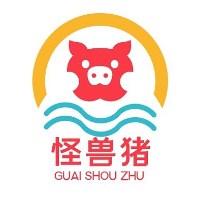 猪头红橙简约风设计LOGO