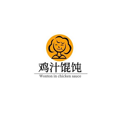母亲形象橘色现代风格鸡汁馄饨logo设计