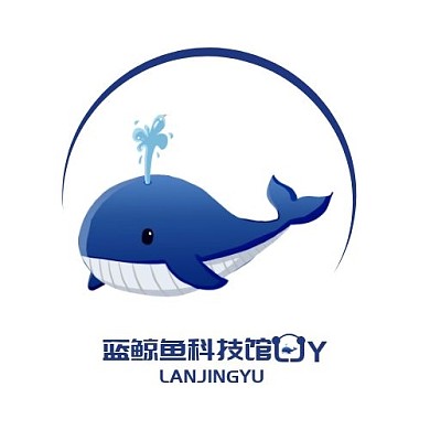 科技简约蓝色蓝鲸鱼印刷平面LOGO设计