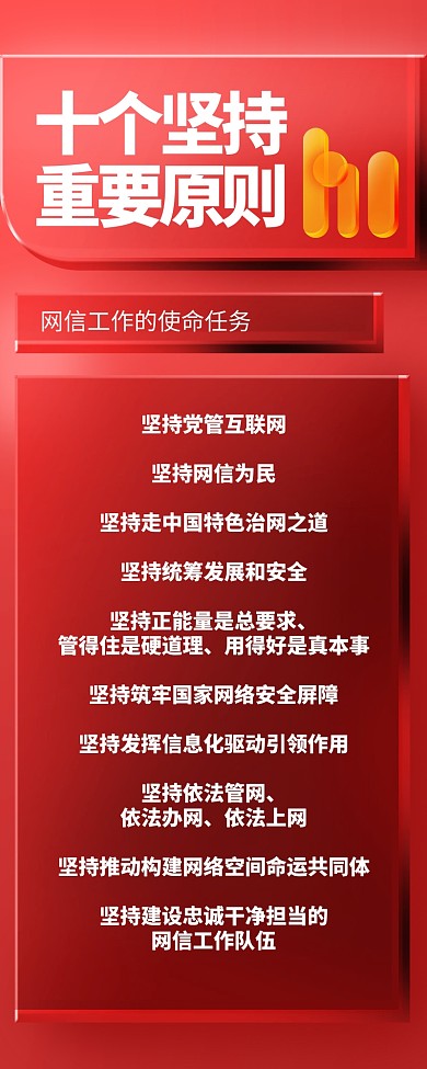 网信十个坚持重要原则玻璃风全屏海报