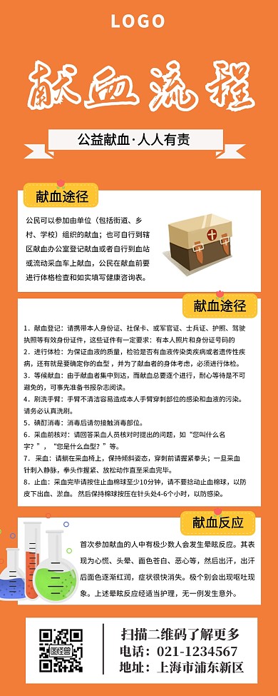献血流程营销长图