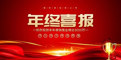 简约大气企业年终喜报海报