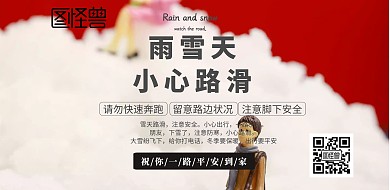 雨雪天路滑提示横幅海报