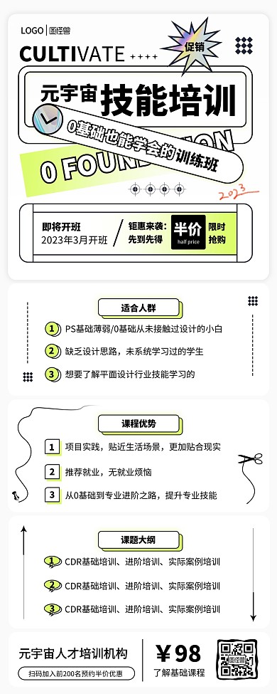 元宇宙人才培训技能促销绿色营销长图