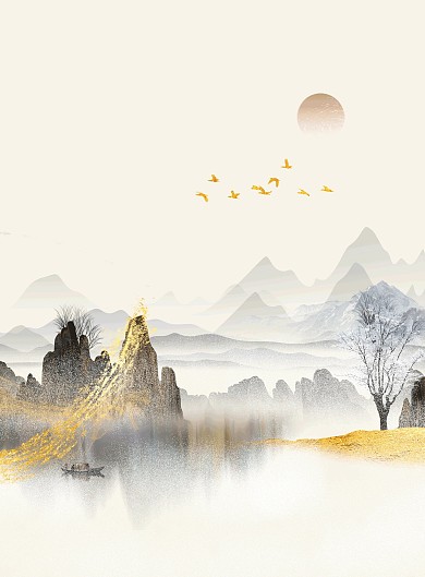 图怪兽原创元素新中式风格装饰画背景