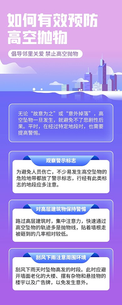 预防高空抛物措施科普营销长图