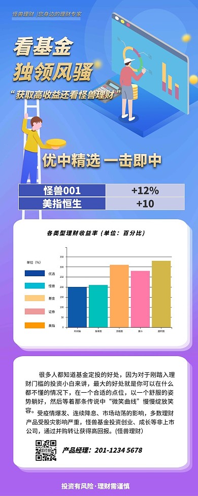 基金股票证券理财产品表格对比营销长图