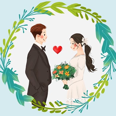 情侣手捧花结婚浪漫清新红包头像