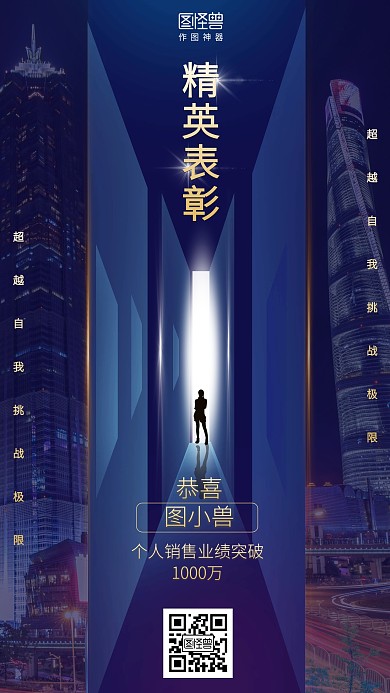 简约大气精英表彰销售业绩喜报表扬海报