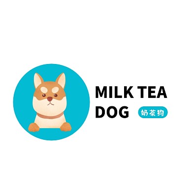 奶茶狗卡通店招Logo
