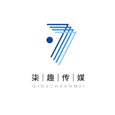 柒趣logo设计简约蓝色渐变数字7传媒