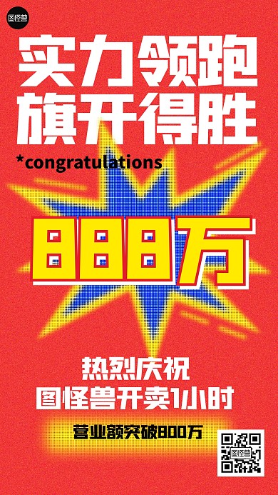 喜报喜讯祝贺创意彩色半调手机海报