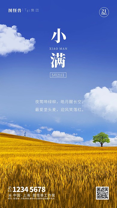 原创创意合成小满节气摄影图手机海报