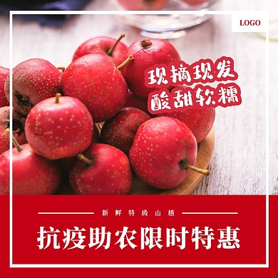 抗疫促销山楂水果红色主图直通车