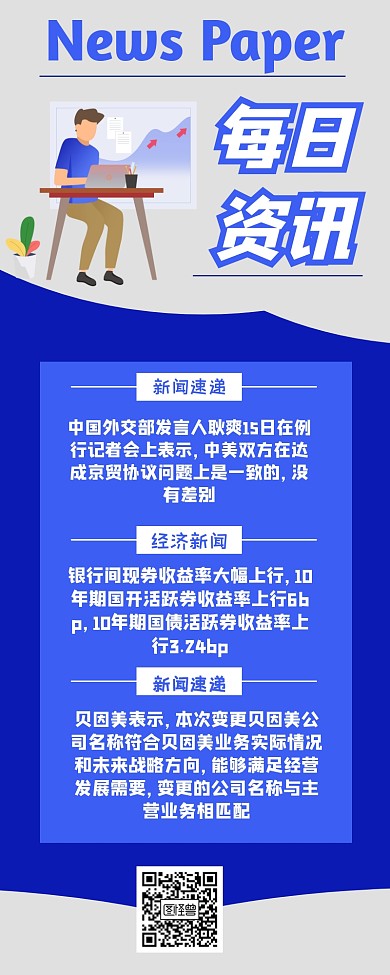 蓝色每日早报快讯最新资讯长图
