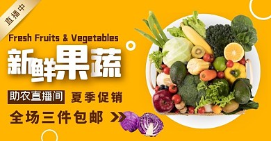 简约大气助农果蔬电商海报