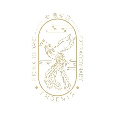 凤凰logo凤凰来仪金色线条印章