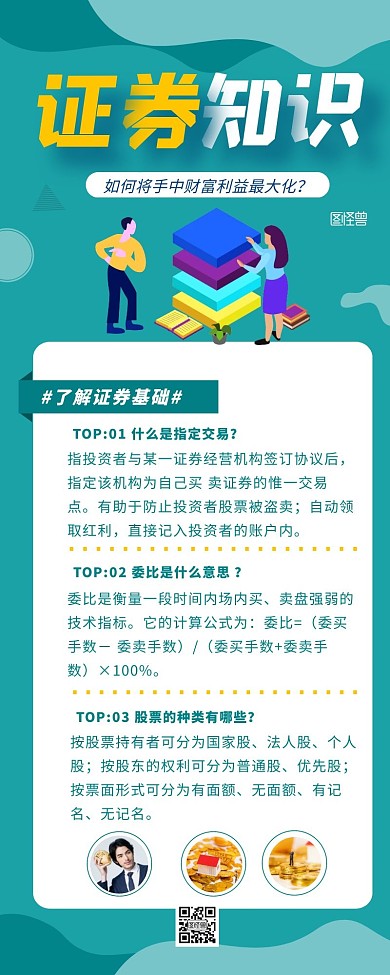 证券知识分享征集营销长图简约