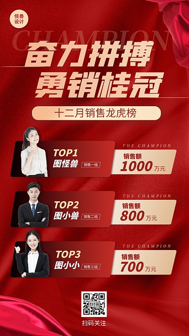 喜报战报贺报龙虎榜红色大气简约手机海报