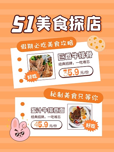 五一假期美食探店宣传创意小红书封面