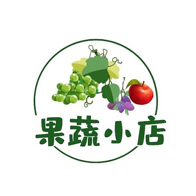 绿色卡通创意果蔬小店logo