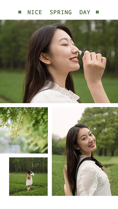 简约大气优雅春天手机相册照片拼图