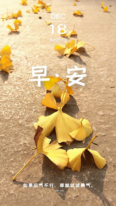 早安秋天落叶鸡汤日签